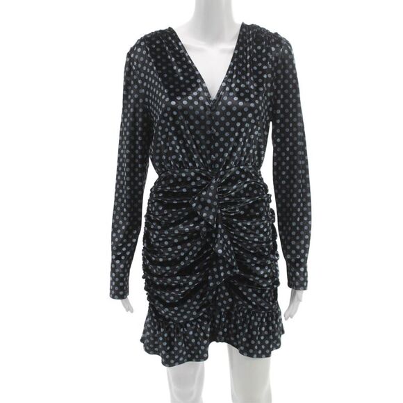 Endless Rose Dresses & Skirts - Endless Rose Women Black Silk Bodycon Dress V-Neck Long Sleeve Size S